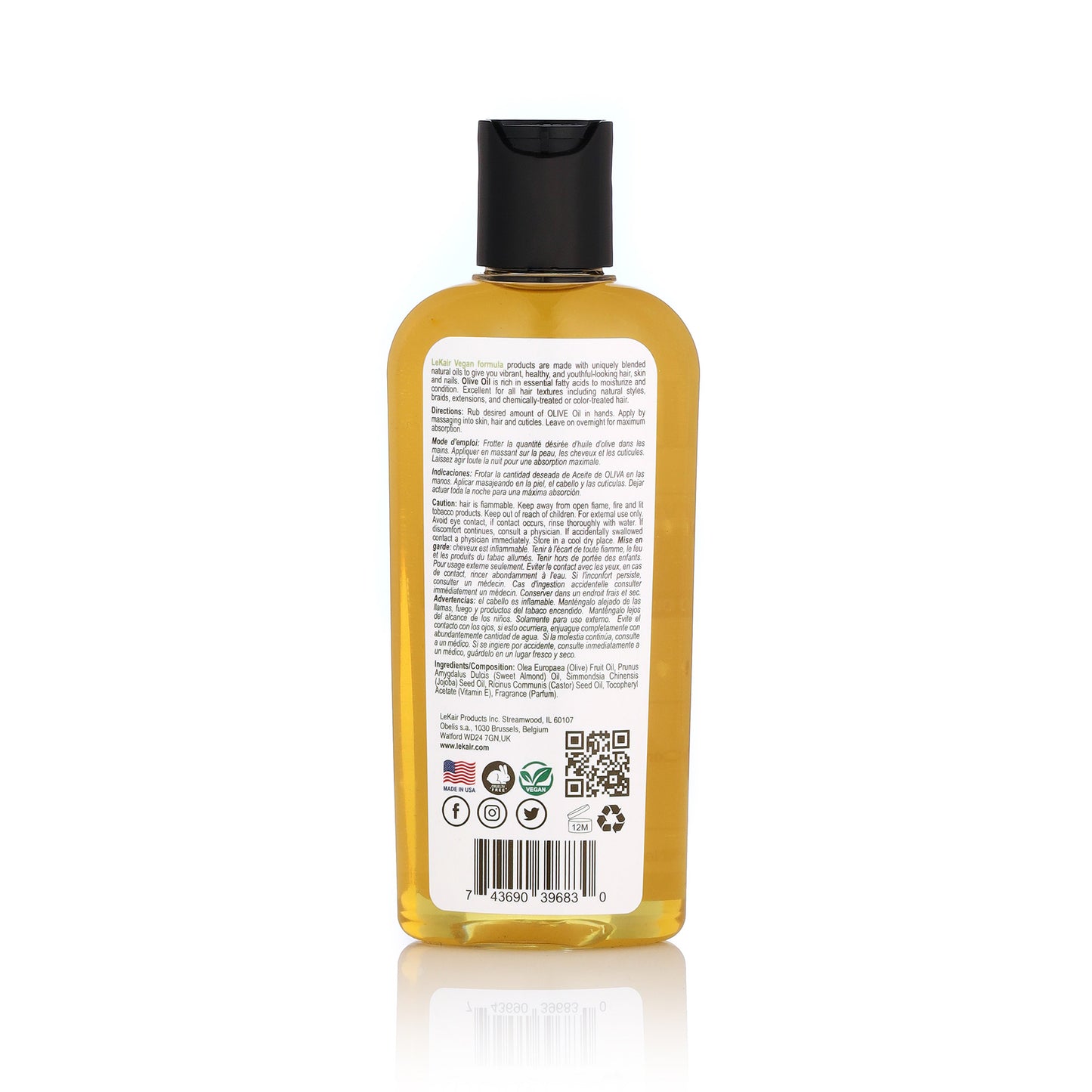 LeKair Olive Oil Vegan Formula Hair, Skin, & Nails Oil